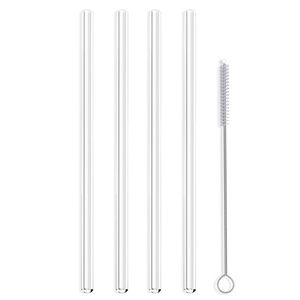 NIB Hummingbird Set 4 Glass Classic Clear Straight Drinking Straws Eco-Friendly